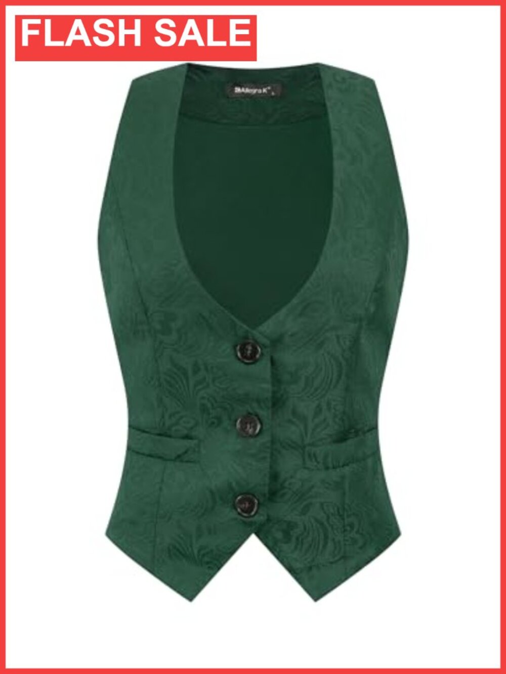 Vintage Jacquard Waistcoat Vest with Pockets
